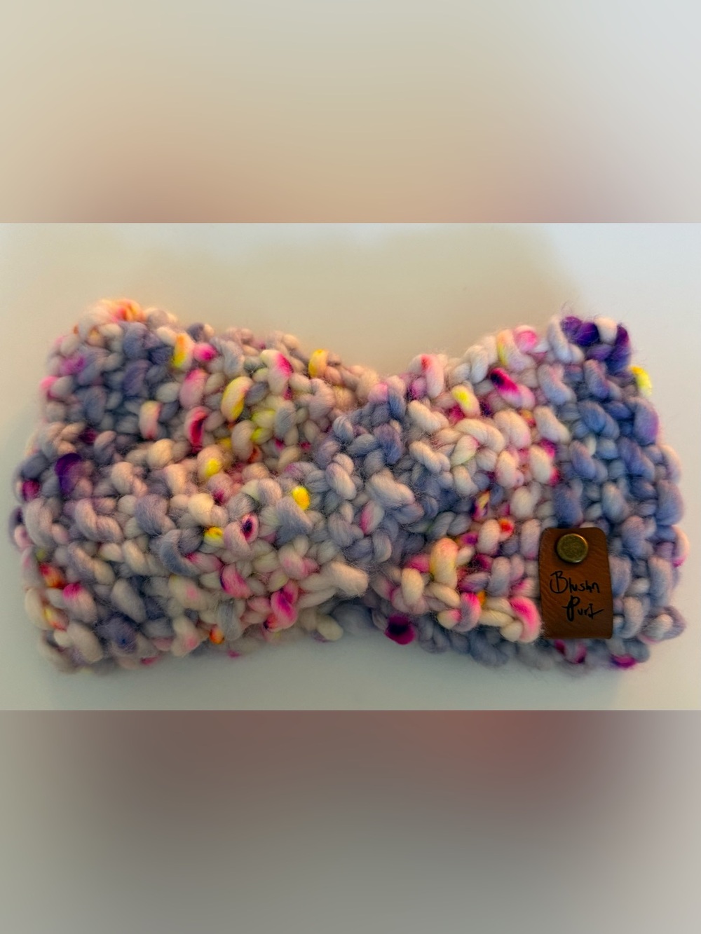 Blush Pastel Speckled Chunky Knit Headband — Lavender, Pink & Yellow Accents